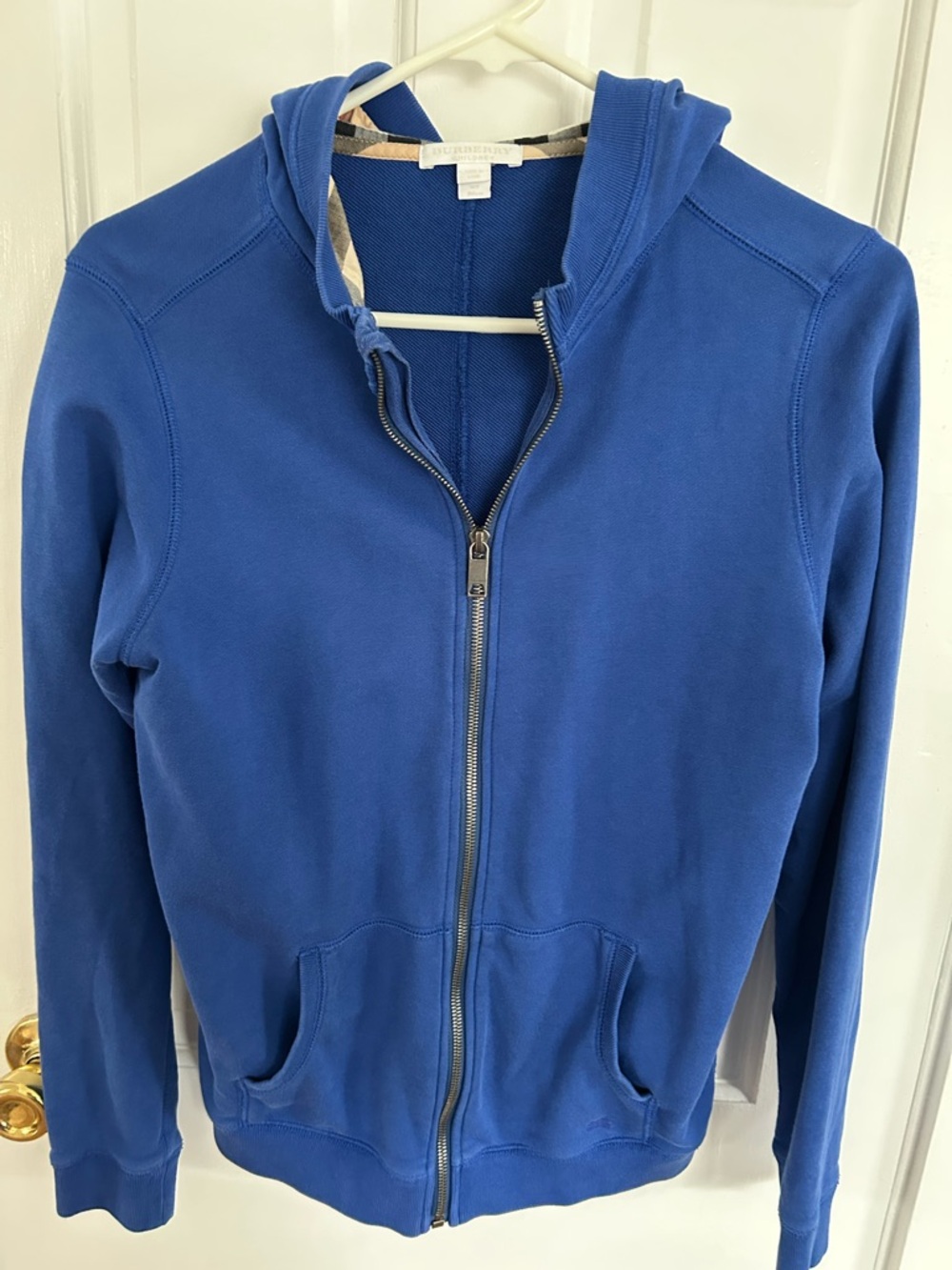 Burberry Royal Blue Zip-Up Hooded Jacket